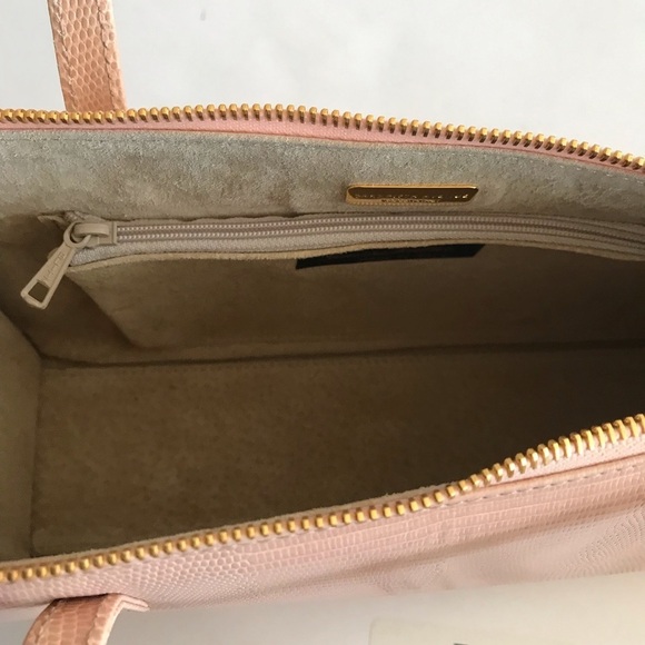New Saks Fifth Avenue Genuine Leather Handbag Shoulder bag Textured Italy Pink - Picture 4 of 8
